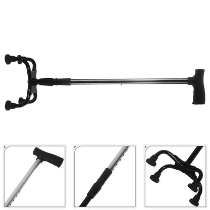Bastón plegable de acero inoxidable, bastón telescópico de 4 puntas para caminar, soporte de equilibrio para personas mayores discapacitadas