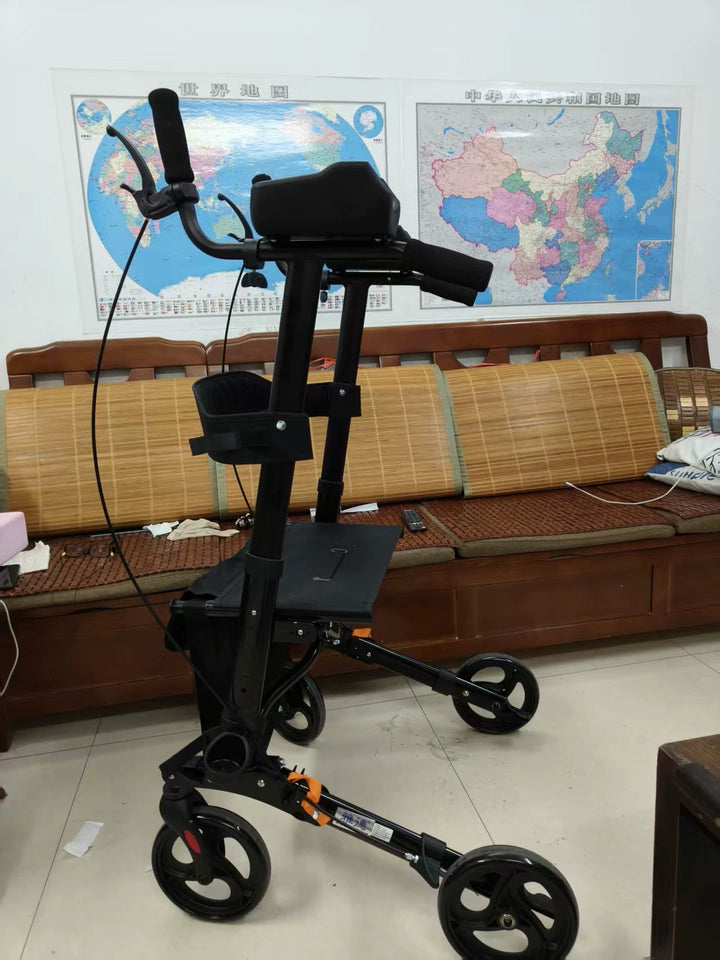 Andador plegable con asiento y altura ajustable: carrito de empuje de ayuda para la movilidad para personas mayores, rollador de soporte para caminar asistivo portátil