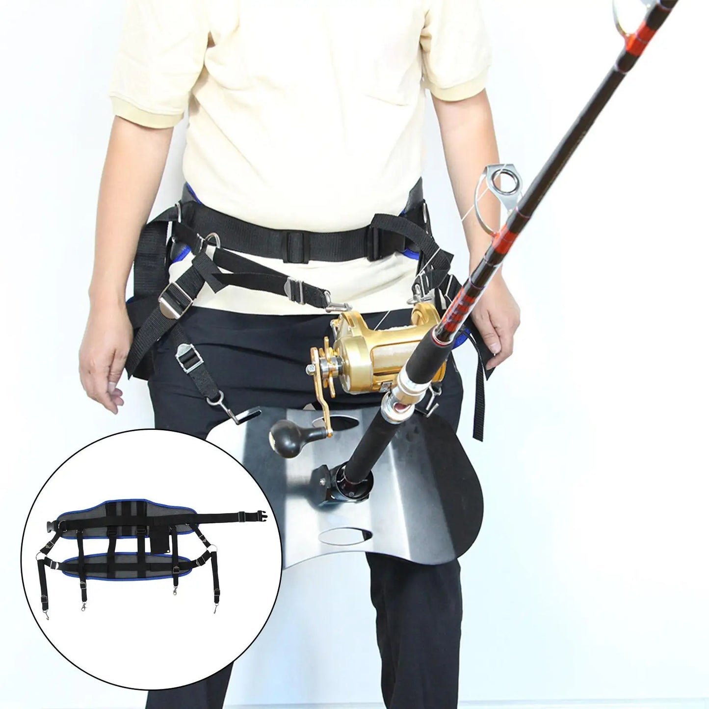 Chaleco de pesca con cinturón de cintura, chaleco de mar con hombros descubiertos y espalda para Kit de pesca de carpa de pie