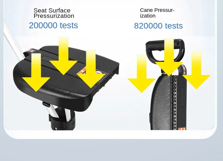 Bastón con asiento, bastón multifuncional plegable, ligero, carga conveniente, muletas de 120 kg con taburete para personas mayores, caminar, senderismo