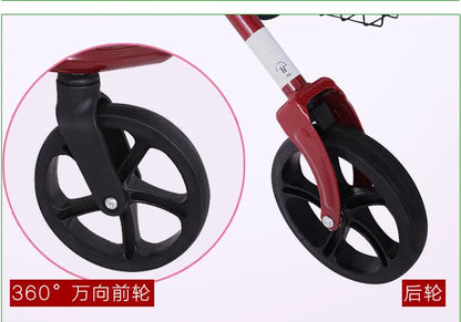 Bastón-sillón Plegable para Personas Mayores | Ligero, Portátil y Seguro, carrito de movilidad para comestibles, mango ajustable de 4 posiciones, respaldo de liberación rápida, ayuda para caminar en colapso 3s, freno ergonómico ‌