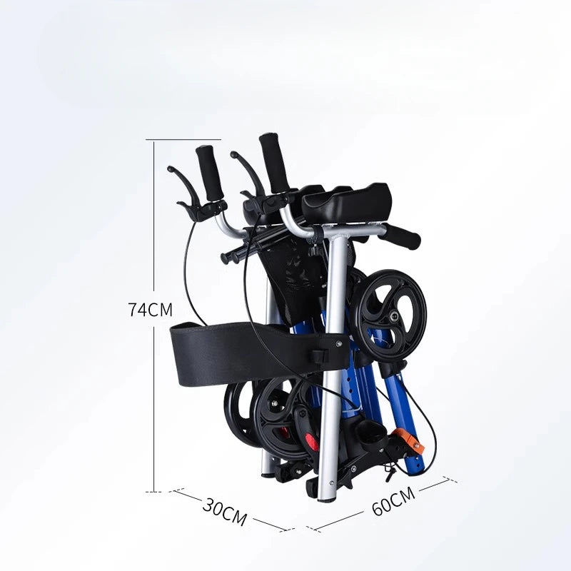Andador plegable con asiento y altura ajustable: carrito de empuje de ayuda para la movilidad para personas mayores, rollador de soporte para caminar asistivo portátil