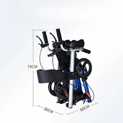 Andador plegable con asiento y altura ajustable: carrito de empuje de ayuda para la movilidad para personas mayores, rollador de soporte para caminar asistivo portátil