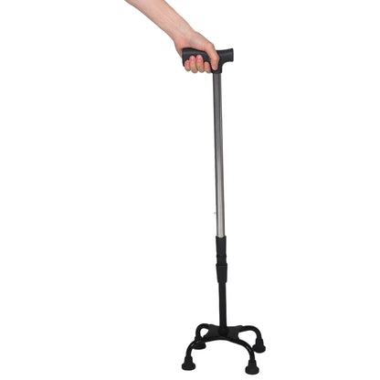 Bastón plegable de acero inoxidable, bastón telescópico de 4 puntas para caminar, soporte de equilibrio para personas mayores discapacitadas