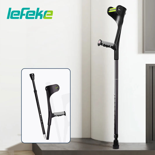 Muletas Lefeke para antebrazo, plegables, ajustables, de aluminio, fácil muleta para codo, bastón ligero