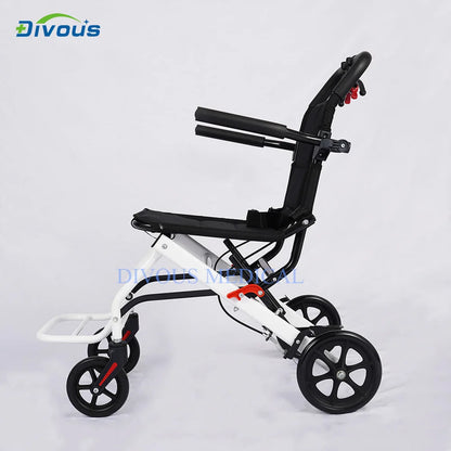 Sillas de ruedas manuales para adultos, silla de transporte, ligera, plegable, portátil, plegable, para viaje, silla de ruedas transparente
