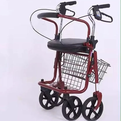 Bastón-sillón Plegable para Personas Mayores | Ligero, Portátil y Seguro, carrito de movilidad para comestibles, mango ajustable de 4 posiciones, respaldo de liberación rápida, ayuda para caminar en colapso 3s, freno ergonómico ‌