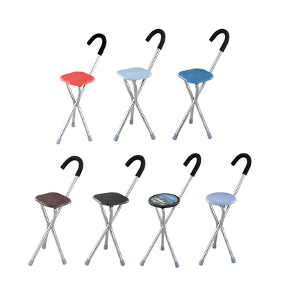Asiento de bastón plegable para personas mayores, accesorio cómodo para sentarse, capacidad de 260kg, bastón de viaje plegable de tres patas, bastón para caminar