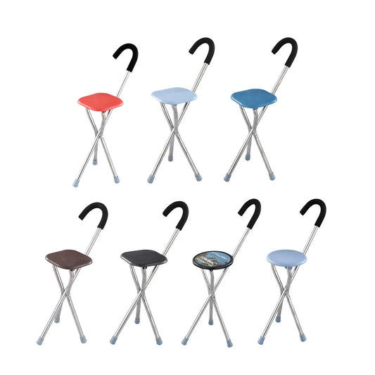 Asiento de bastón plegable para personas mayores, accesorio cómodo para sentarse, capacidad de 260kg, bastón de viaje plegable de tres patas, bastón para caminar