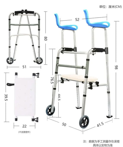 Carrito de compras para ancianos, muletas auxiliares para caminar, puede sentarse y plegar el coche de caña para caminar, soporte para viajes