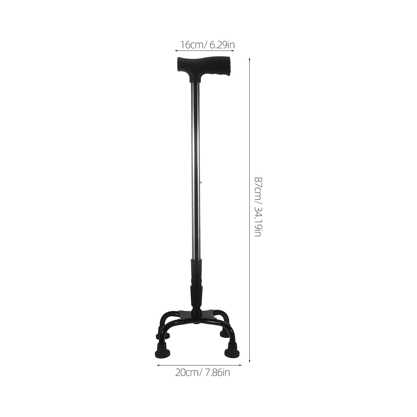 Bastón plegable de acero inoxidable, bastón telescópico de 4 puntas para caminar, soporte de equilibrio para personas mayores discapacitadas