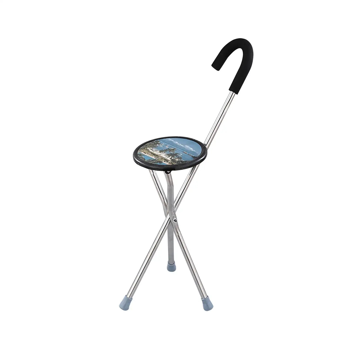 Asiento de bastón plegable para personas mayores, accesorio cómodo para sentarse, capacidad de 260kg, bastón de viaje plegable de tres patas, bastón para caminar
