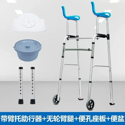Carrito de compras para ancianos, muletas auxiliares para caminar, puede sentarse y plegar el coche de caña para caminar, soporte para viajes