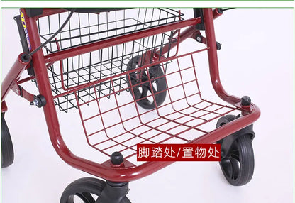 Bastón-sillón Plegable para Personas Mayores | Ligero, Portátil y Seguro, carrito de movilidad para comestibles, mango ajustable de 4 posiciones, respaldo de liberación rápida, ayuda para caminar en colapso 3s, freno ergonómico ‌