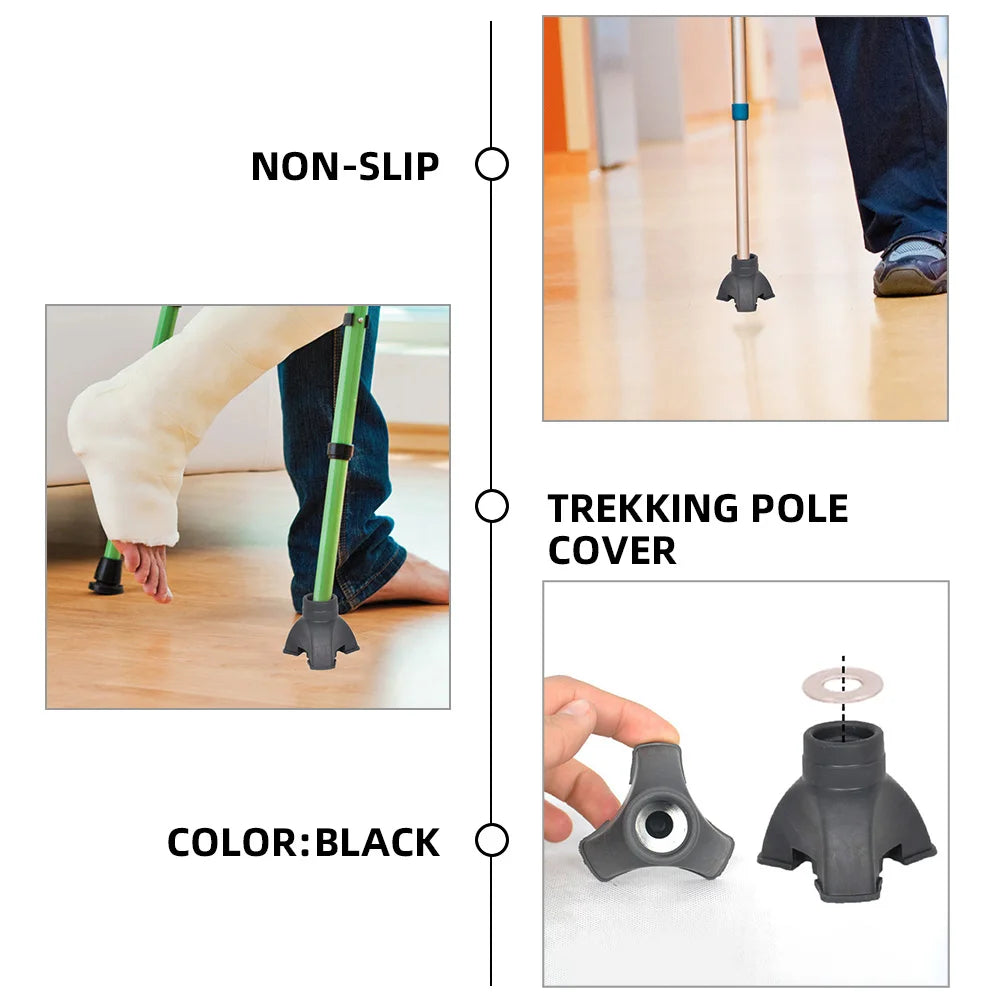 Almohadillas de Trekking, puntas de bastón para caminar, muleta de goma, puntas de goma de repuesto para bastones, cubiertas antideslizantes para bastón, accesorios de senderismo, 2 uds.