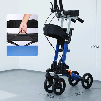 Andador plegable con asiento y altura ajustable: carrito de empuje de ayuda para la movilidad para personas mayores, rollador de soporte para caminar asistivo portátil