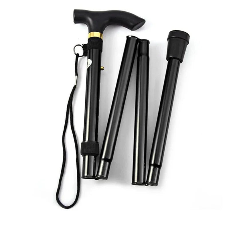 Bastón telescópico para caminar, bastones de Trekking para senderismo al aire libre, bastón plegable de Metal de aleación de aluminio, muletas para personas mayores