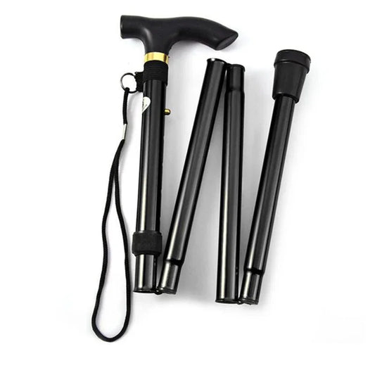 Bastón telescópico para caminar, bastones de Trekking para senderismo al aire libre, bastón plegable de Metal de aleación de aluminio, muletas para personas mayores