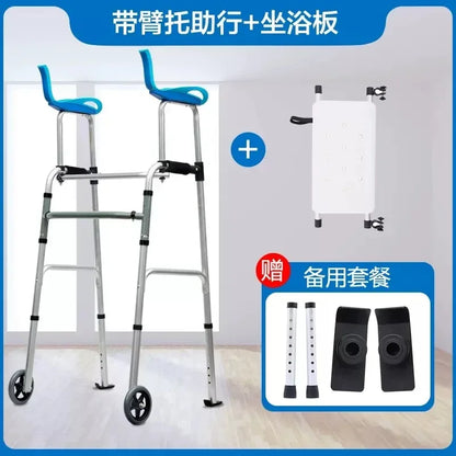 Carrito de compras para ancianos, muletas auxiliares para caminar, puede sentarse y plegar el coche de caña para caminar, soporte para viajes