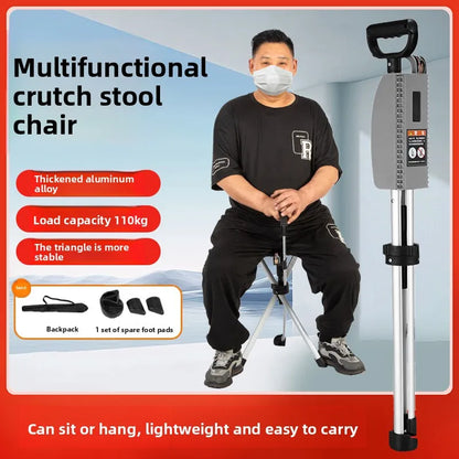 Silla ligera para bastón para personas mayores, taburete de bastón plegable, bastón de senderismo de aleación de aluminio ajustable, bastón de viaje al aire libre