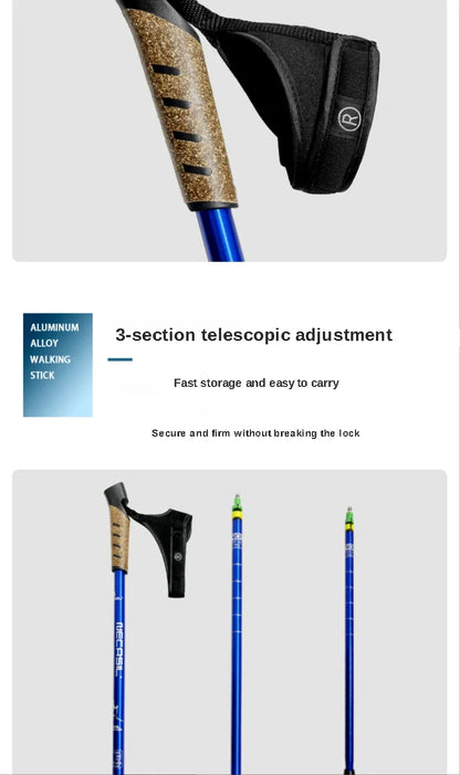 2 uds bastones nórdicos Trek Pole telescópico Alpenstock 7075 aleación de aluminio muleta de tiro Senderismo bastón para caminar senderismo