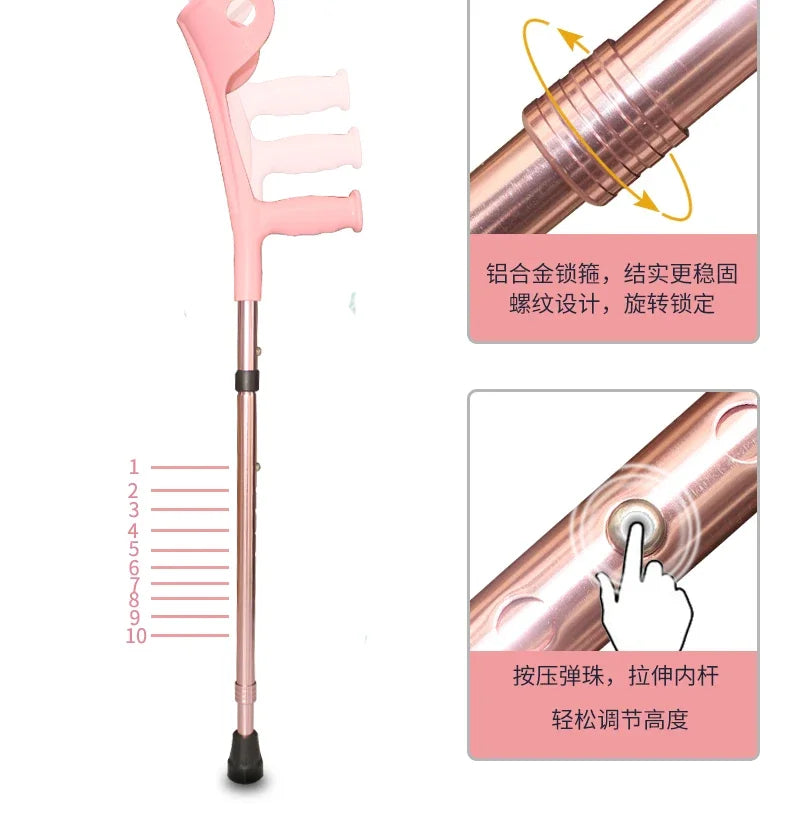 Bastón plegable de aluminio ultraligero ‌   Bastón de trekking ajustable con correa de cuero y punta antideslizante Personal de senderismo ligero