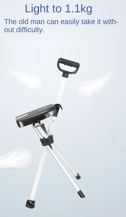 Bastón con asiento, bastón multifuncional plegable, ligero, carga conveniente, muletas de 120 kg con taburete para personas mayores, caminar, senderismo