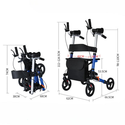 Andador plegable con asiento y altura ajustable: carrito de empuje de ayuda para la movilidad para personas mayores, rollador de soporte para caminar asistivo portátil