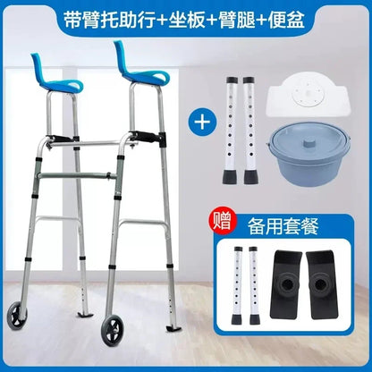Carrito de compras para ancianos, muletas auxiliares para caminar, puede sentarse y plegar el coche de caña para caminar, soporte para viajes