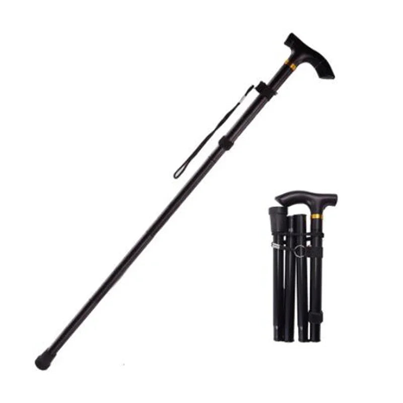 Bastón telescópico para caminar, bastones de Trekking para senderismo al aire libre, bastón plegable de Metal de aleación de aluminio, muletas para personas mayores