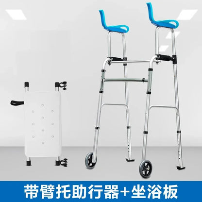 Carrito de compras para ancianos, muletas auxiliares para caminar, puede sentarse y plegar el coche de caña para caminar, soporte para viajes