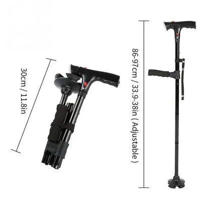 Bastón plegable telescópico plegable, bastón LED para personas mayores con alarma, palos confiables para caminar, muletas para personas mayores para madres y padres mayores