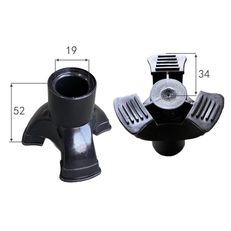Palo para caminar, extremo de trípode, punta de bastón de goma autoportante, goma antideslizante, puntas de muleta de 19mm, accesorios de muletas inferiores, 1 ud.