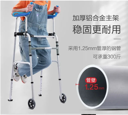 Carrito de compras para ancianos, muletas auxiliares para caminar, puede sentarse y plegar el coche de caña para caminar, soporte para viajes
