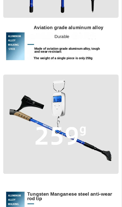 2 uds bastones nórdicos Trek Pole telescópico Alpenstock 7075 aleación de aluminio muleta de tiro Senderismo bastón para caminar senderismo