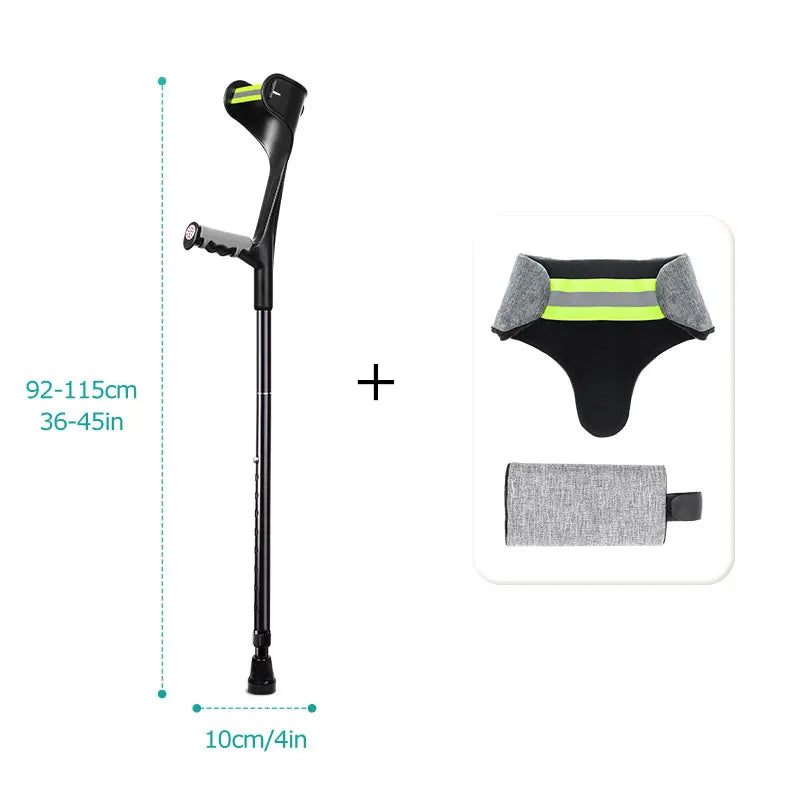 Muletas Lefeke para antebrazo, plegables, ajustables, de aluminio, fácil muleta para codo, bastón ligero