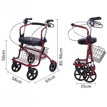 Bastón-sillón Plegable para Personas Mayores | Ligero, Portátil y Seguro, carrito de movilidad para comestibles, mango ajustable de 4 posiciones, respaldo de liberación rápida, ayuda para caminar en colapso 3s, freno ergonómico ‌