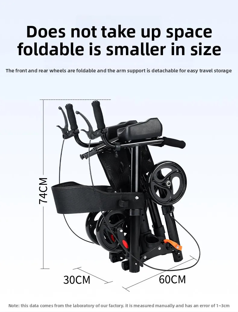 Andador plegable con asiento y altura ajustable: carrito de empuje de ayuda para la movilidad para personas mayores, rollador de soporte para caminar asistivo portátil