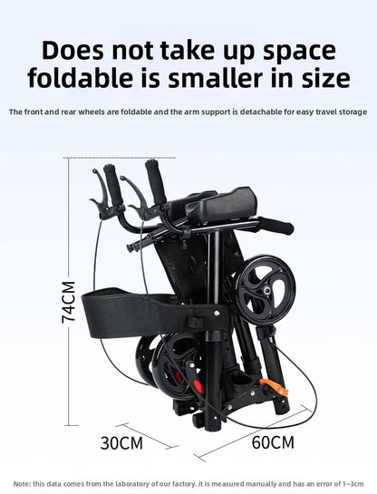 Andador plegable con asiento y altura ajustable: carrito de empuje de ayuda para la movilidad para personas mayores, rollador de soporte para caminar asistivo portátil