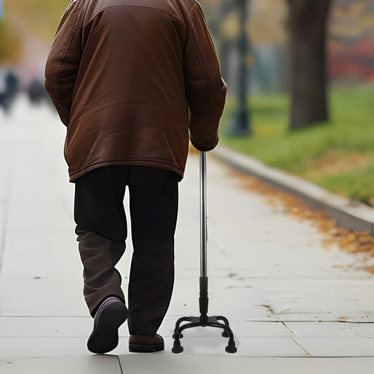 Bastón plegable de acero inoxidable, bastón telescópico de 4 puntas para caminar, soporte de equilibrio para personas mayores discapacitadas