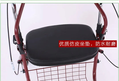Bastón-sillón Plegable para Personas Mayores | Ligero, Portátil y Seguro, carrito de movilidad para comestibles, mango ajustable de 4 posiciones, respaldo de liberación rápida, ayuda para caminar en colapso 3s, freno ergonómico ‌
