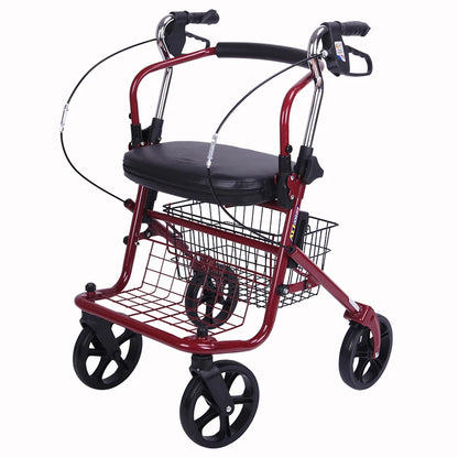 Bastón-sillón Plegable para Personas Mayores | Ligero, Portátil y Seguro, carrito de movilidad para comestibles, mango ajustable de 4 posiciones, respaldo de liberación rápida, ayuda para caminar en colapso 3s, freno ergonómico ‌