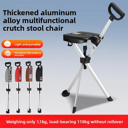Silla ligera para bastón para personas mayores, taburete de bastón plegable, bastón de senderismo de aleación de aluminio ajustable, bastón de viaje al aire libre