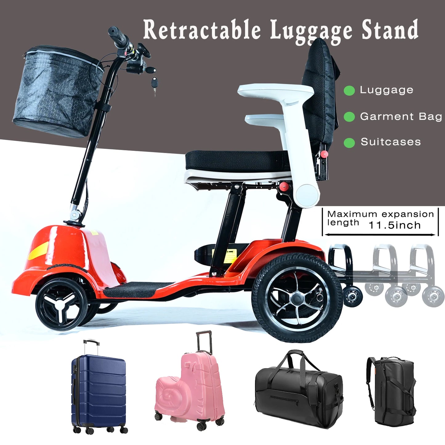Silla de Ruedas Eléctrica Plegable de Aleación de Magnesio – Ultraligera y Compacta