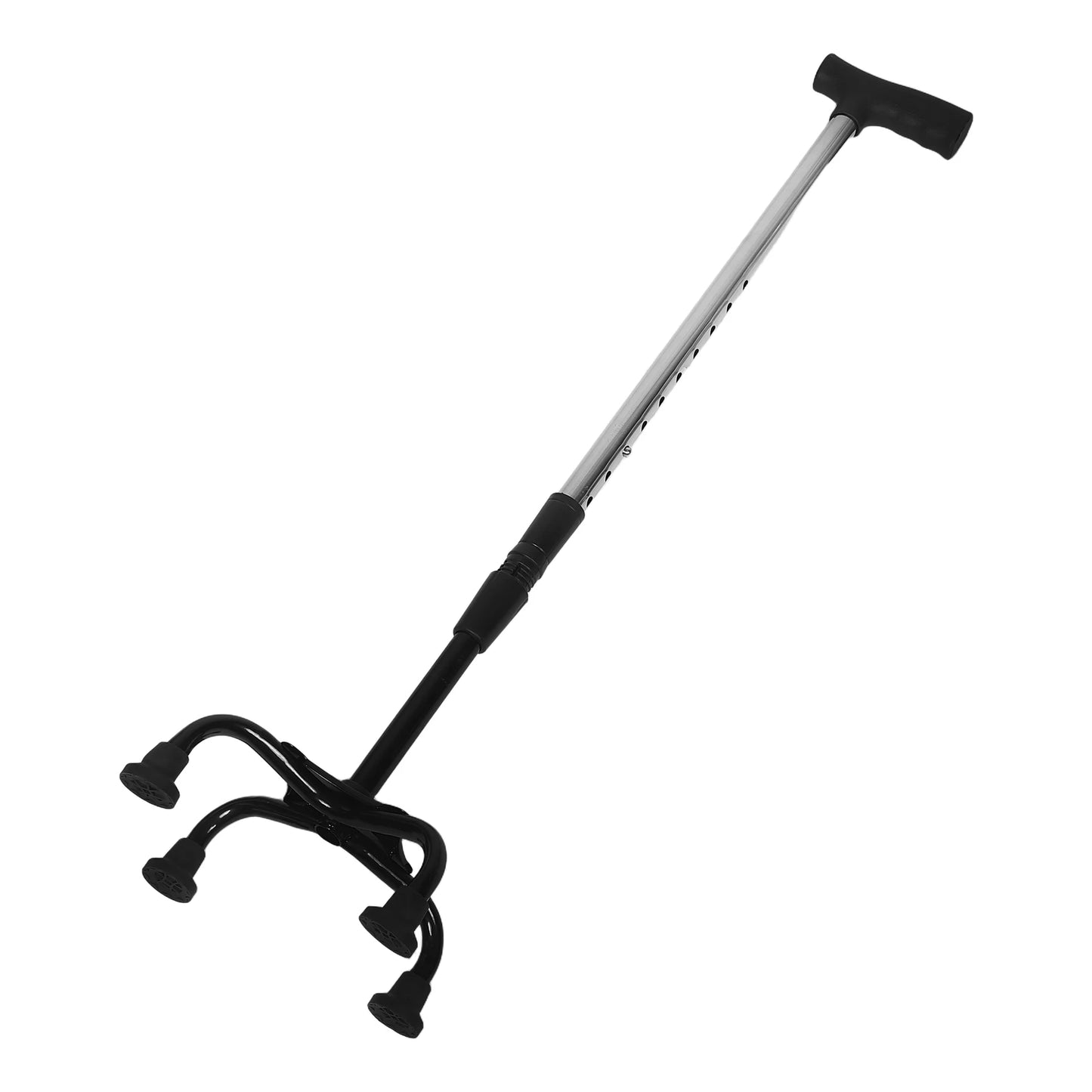 Bastón plegable de acero inoxidable, bastón telescópico de 4 puntas para caminar, soporte de equilibrio para personas mayores discapacitadas