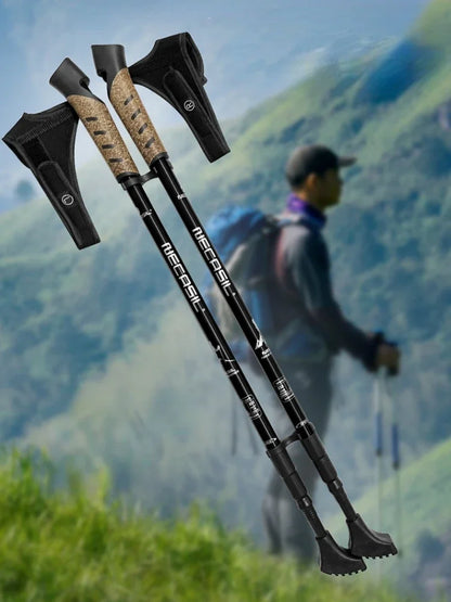 2 uds bastones nórdicos Trek Pole telescópico Alpenstock 7075 aleación de aluminio muleta de tiro Senderismo bastón para caminar senderismo