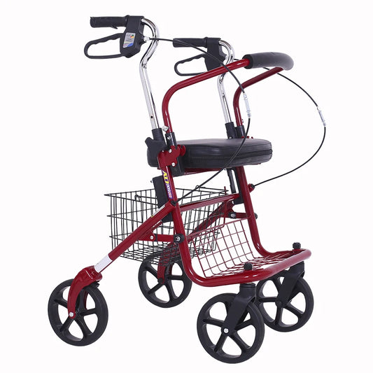 Bastón-sillón Plegable para Personas Mayores | Ligero, Portátil y Seguro, carrito de movilidad para comestibles, mango ajustable de 4 posiciones, respaldo de liberación rápida, ayuda para caminar en colapso 3s, freno ergonómico ‌