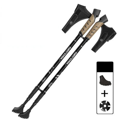 2 uds bastones nórdicos Trek Pole telescópico Alpenstock 7075 aleación de aluminio muleta de tiro Senderismo bastón para caminar senderismo