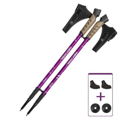 2 uds bastones nórdicos Trek Pole telescópico Alpenstock 7075 aleación de aluminio muleta de tiro Senderismo bastón para caminar senderismo