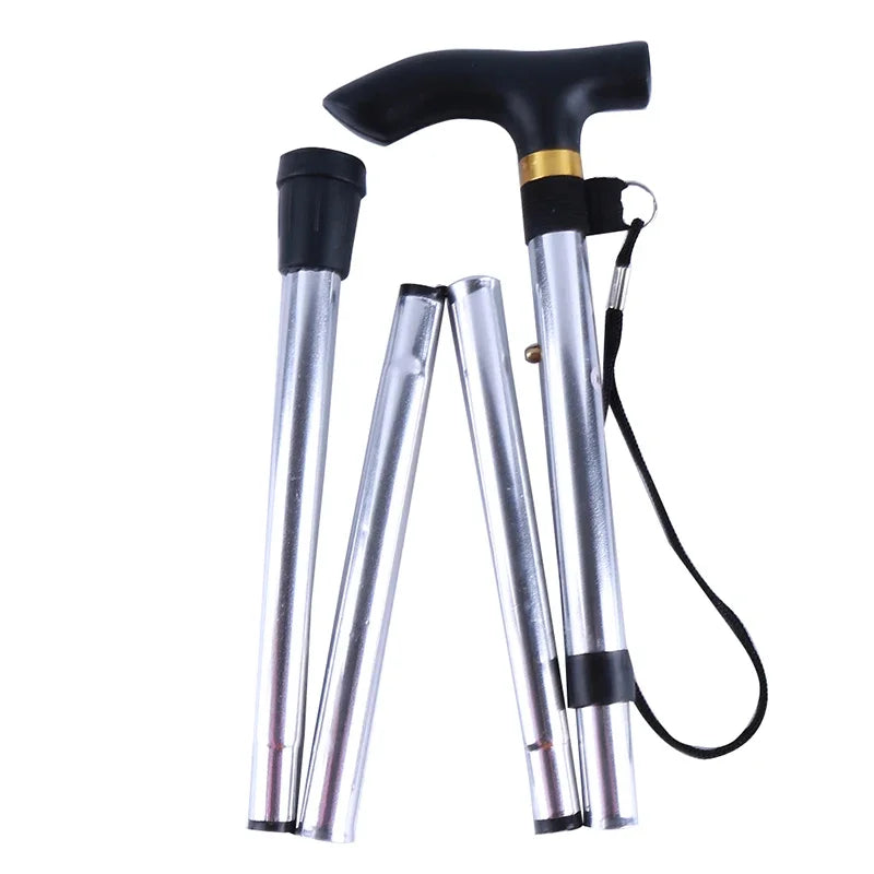 Bastón telescópico para caminar, bastones de Trekking para senderismo al aire libre, bastón plegable de Metal de aleación de aluminio, muletas para personas mayores
